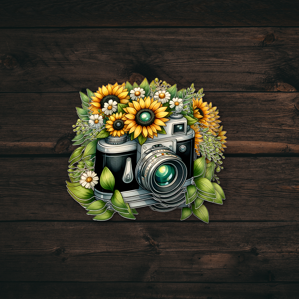 Camera Sunflower Sticker