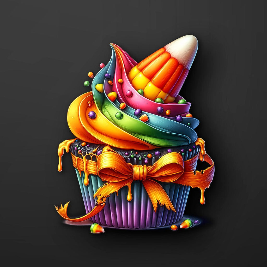 Candy Corn Cupcake Sticker