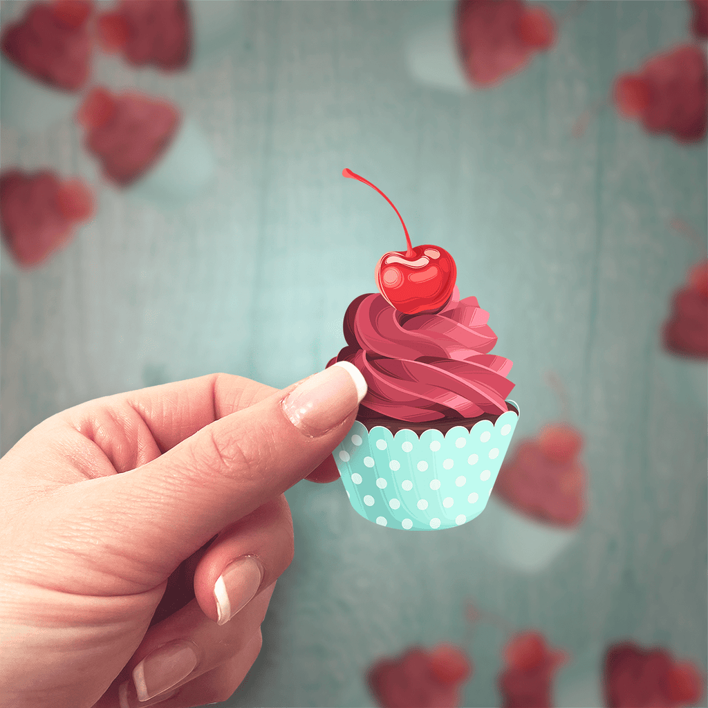 Cherry Top Cupcake Sticker