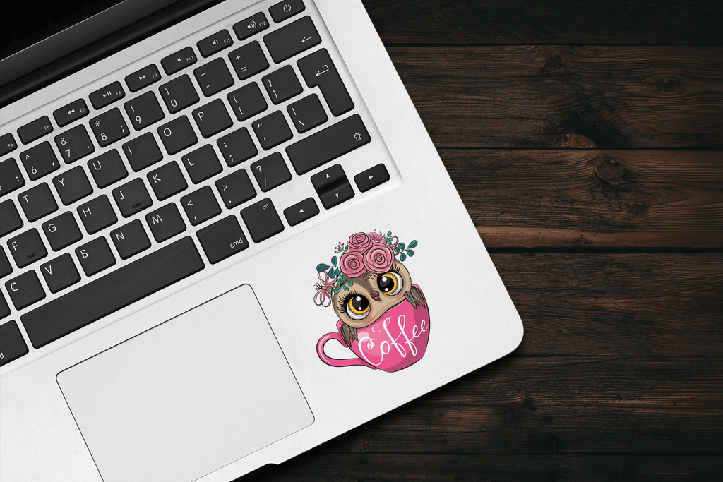 Pink Owl Coffee Cup Sticker