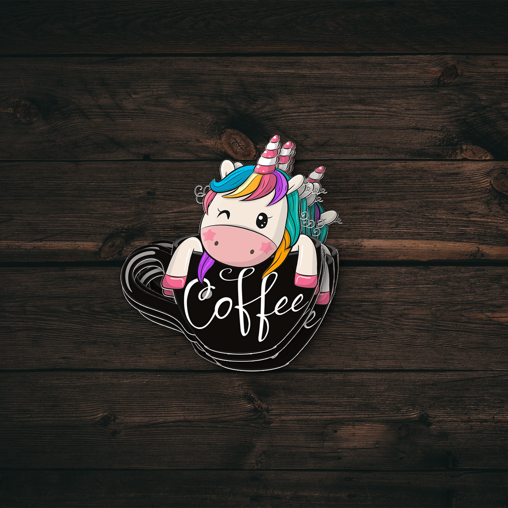 Unicorn Coffee Cup Sticker