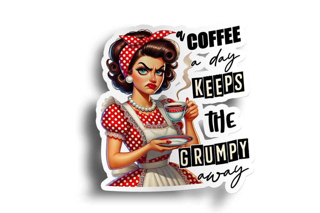 Coffee Keeps Grumpy Away Sticker