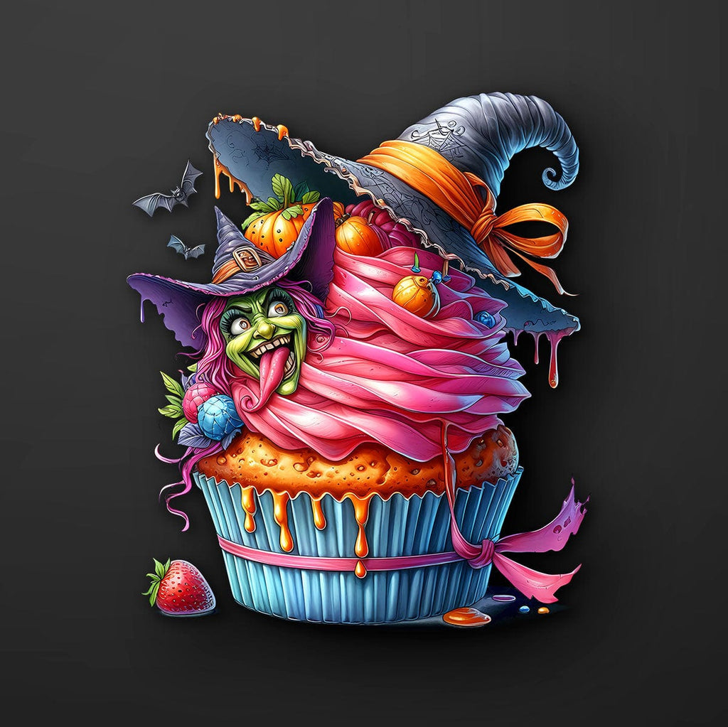 Creepy Witch Cupcake Sticker