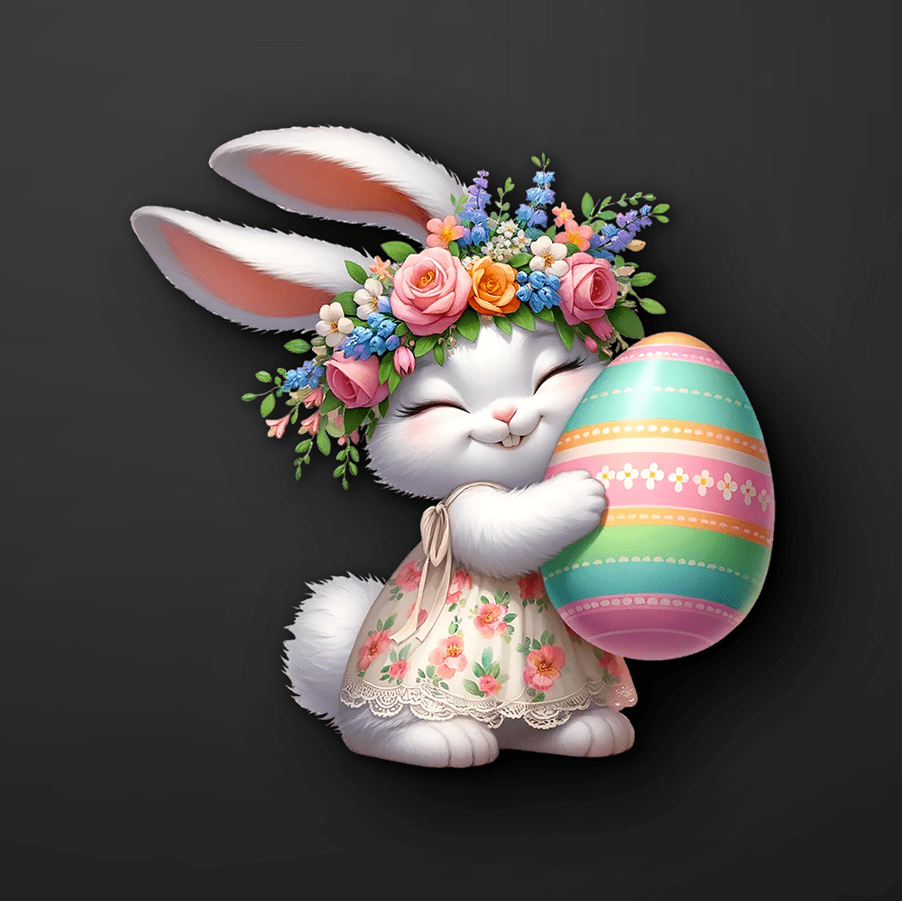 White Easter Bunny Sticker