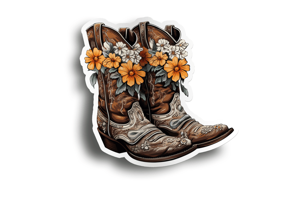 Floral Cowboy Boot Sticker