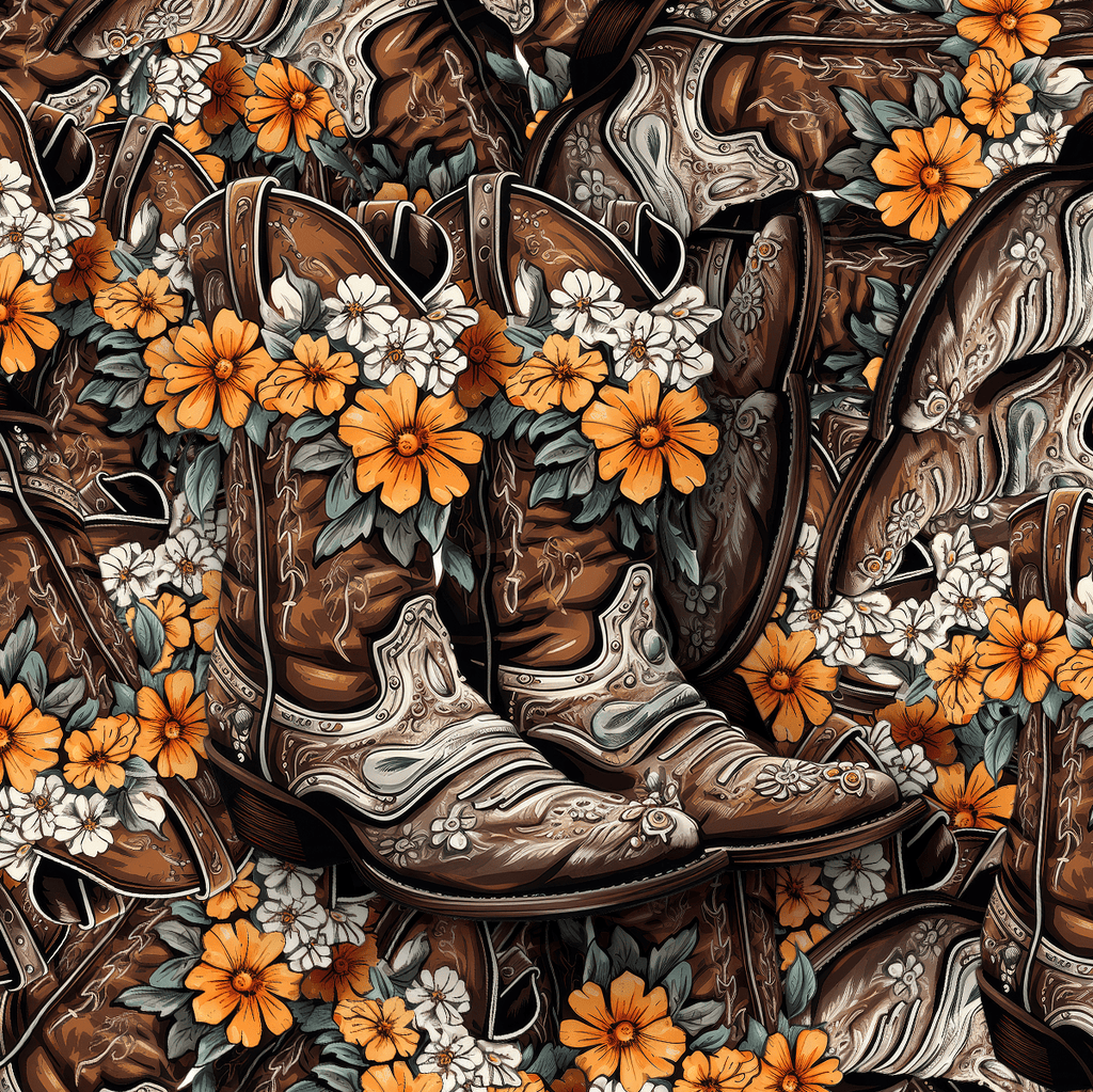 Floral Cowboy Boot Sticker