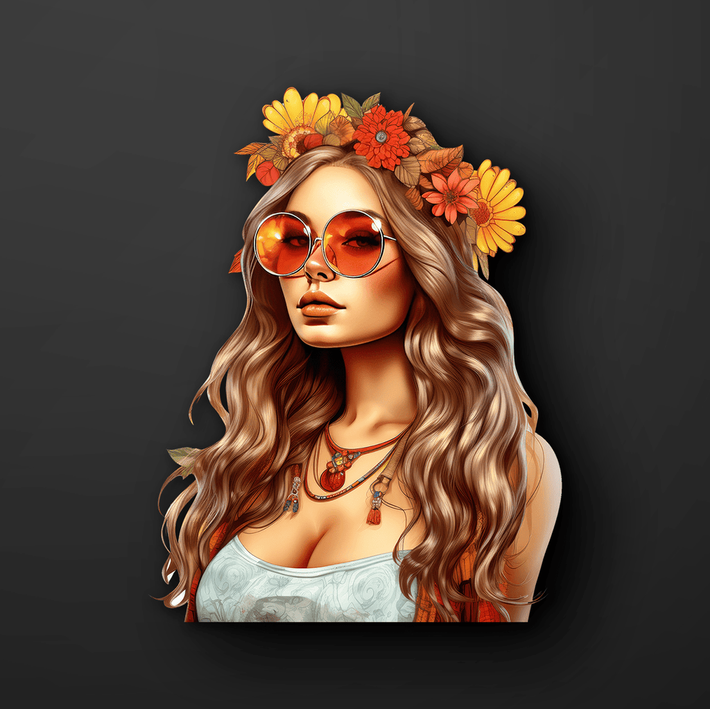 Floral Hippie Girl Sticker