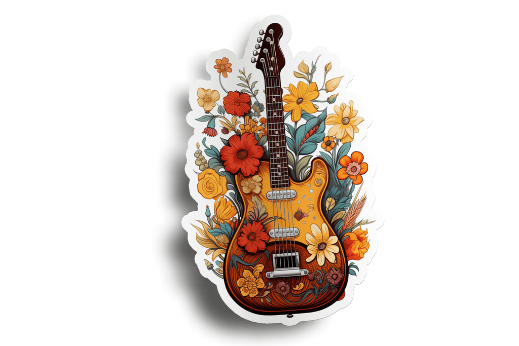 Flower Hippie Guitar Sticker