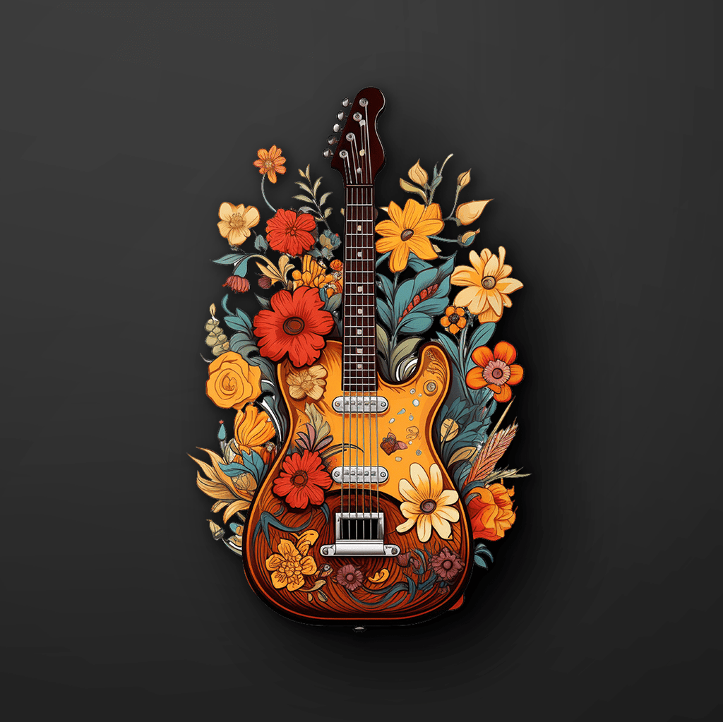 Flower Hippie Guitar Sticker