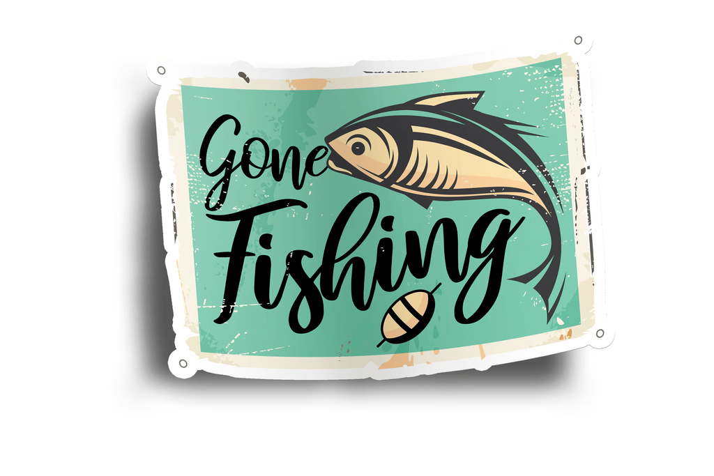 Gone Fishing Vintage Sticker