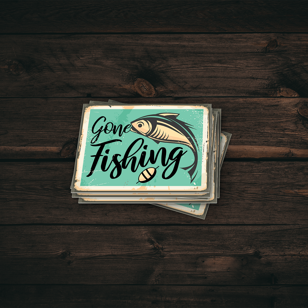 Gone Fishing Vintage Sticker