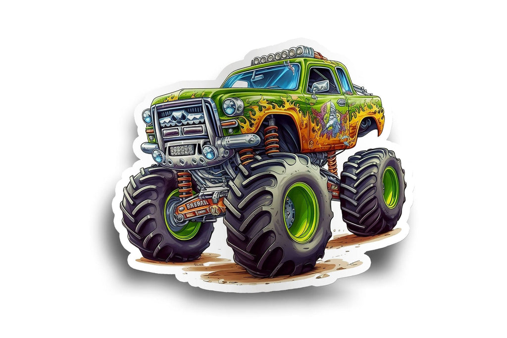 Green Monster Truck Sticker