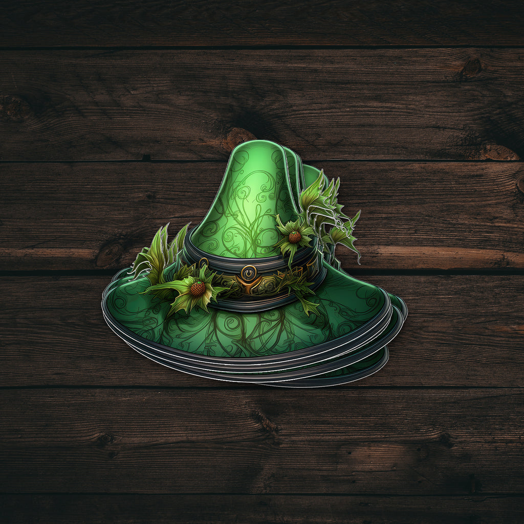 Green Witch Hat Sticker