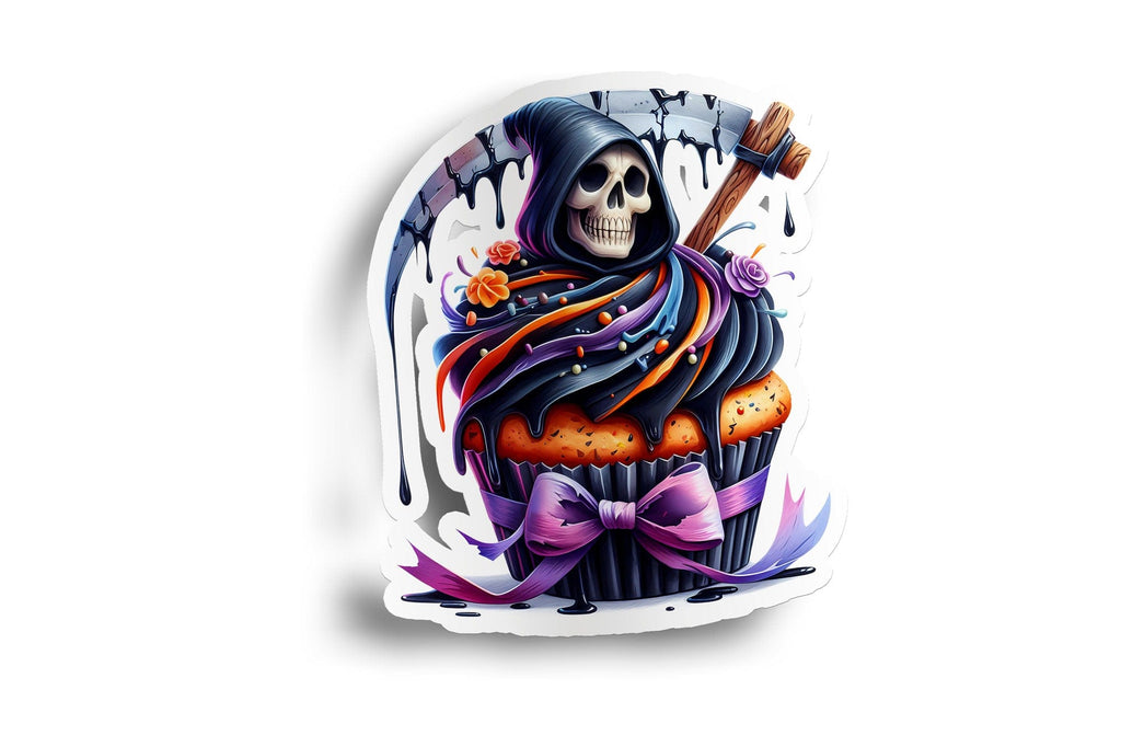 Grim Reaper Cupcake Sticker