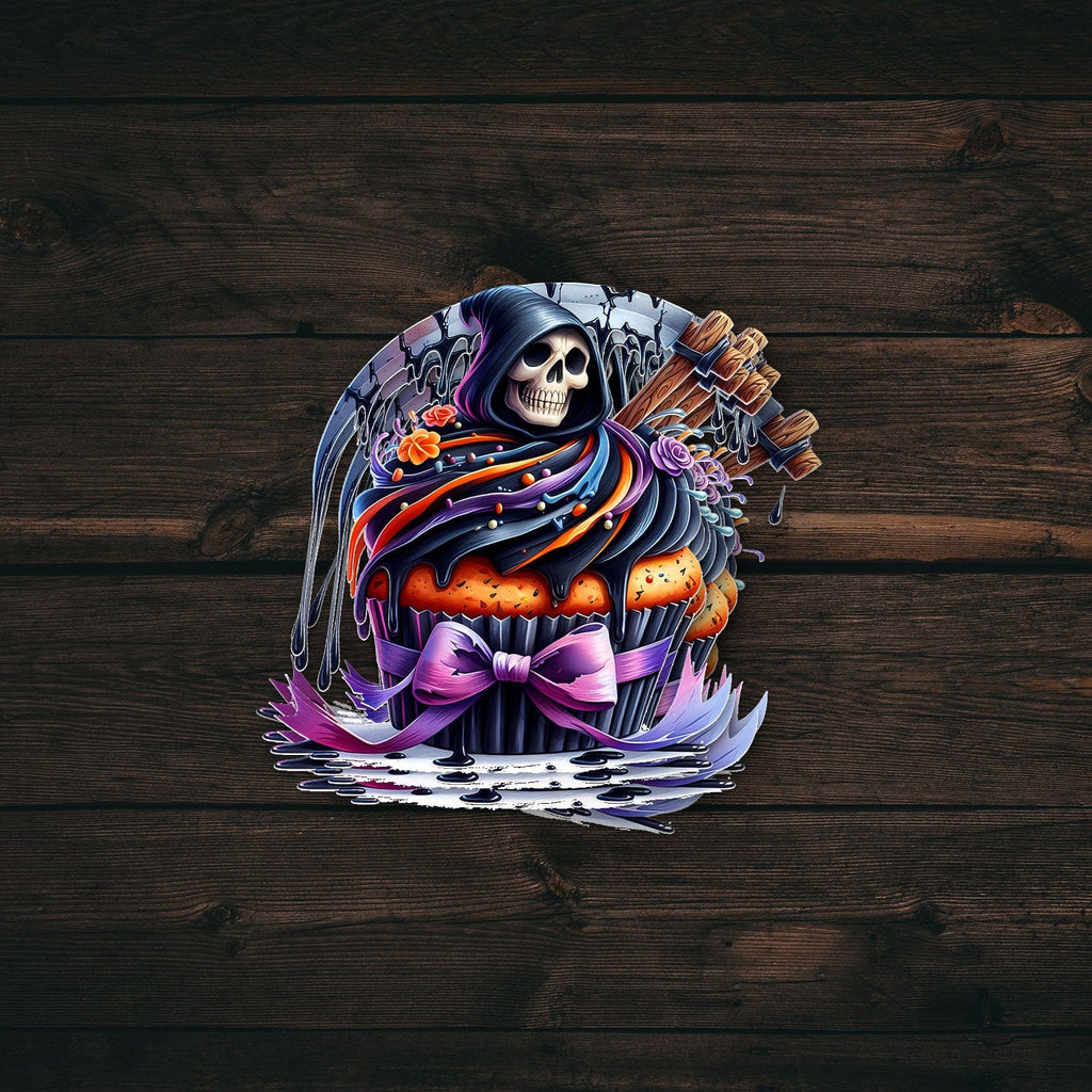 Grim Reaper Cupcake Sticker