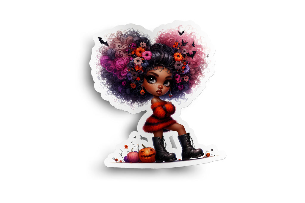 Black Girl Floral Sticker