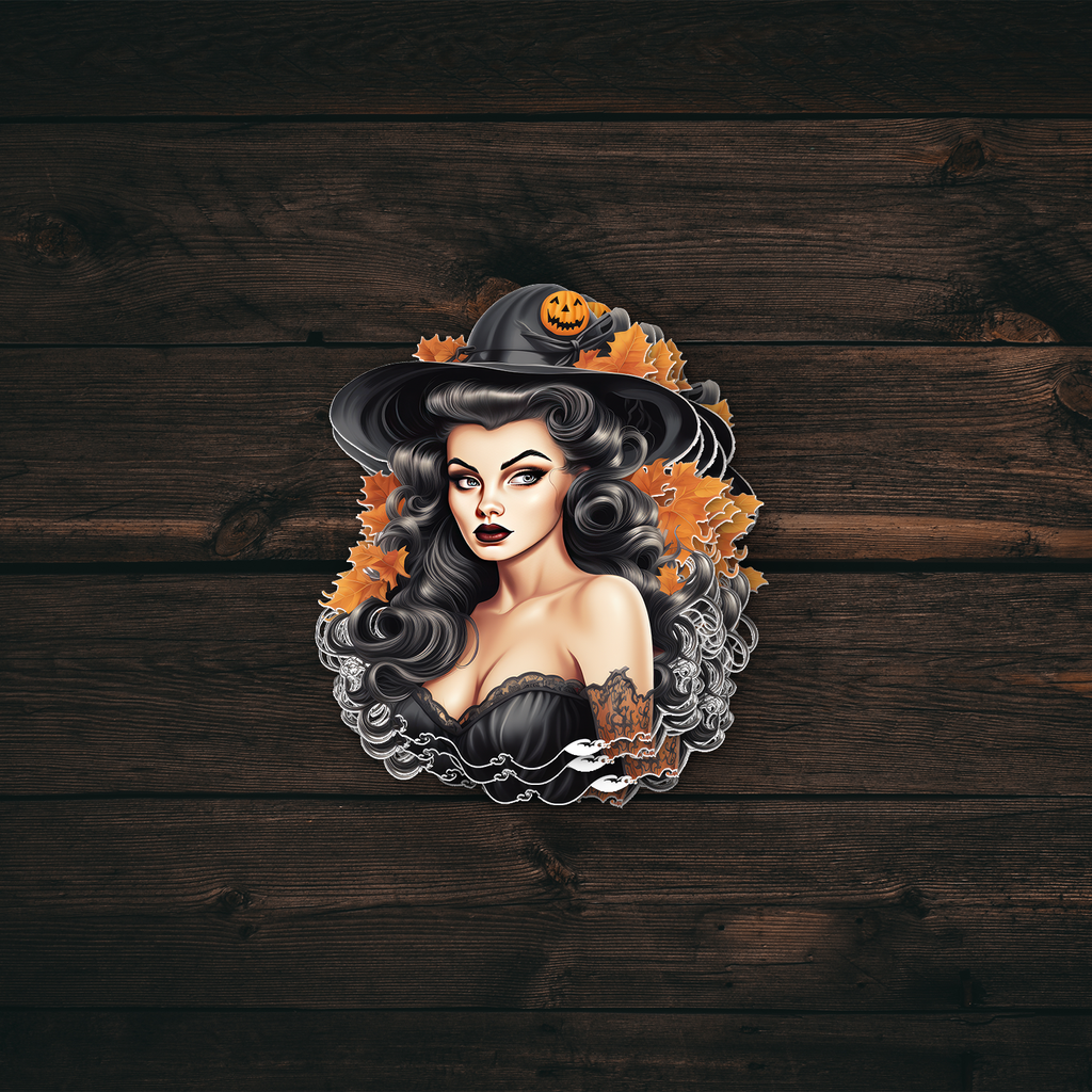 50s Witch Pin-Up Sticker