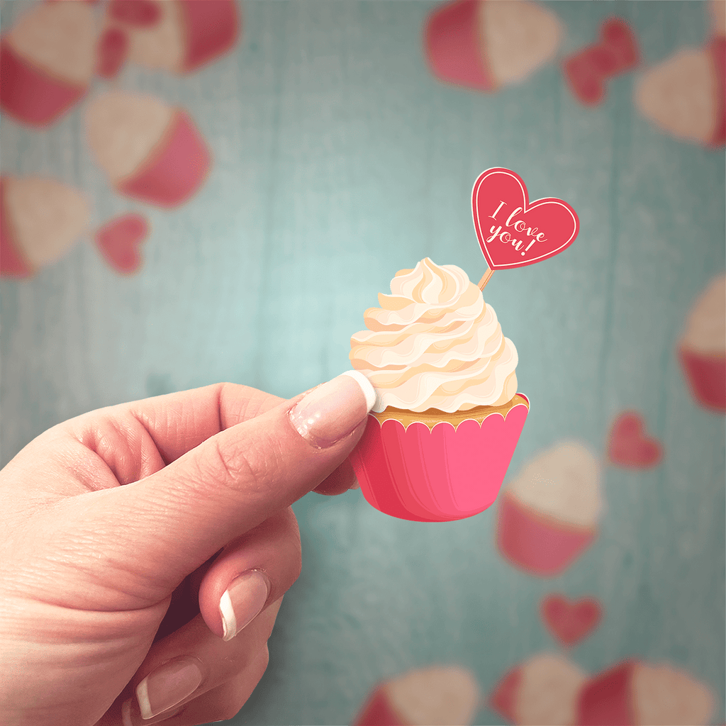 Heart Topper Cupcake Sticker