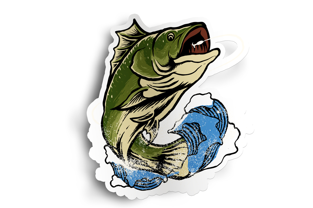 Large Mouth Bass Fish Sticker