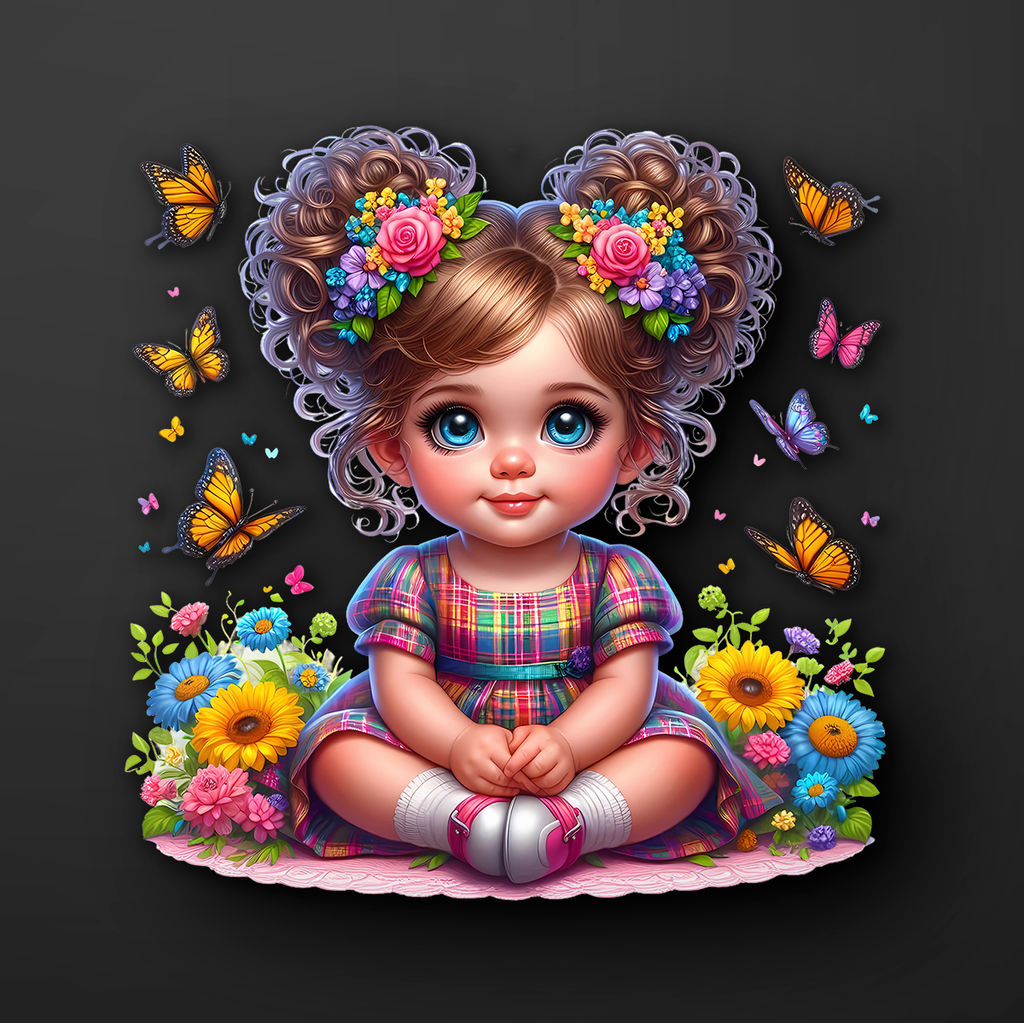 Little Girl Butterfly Sticker