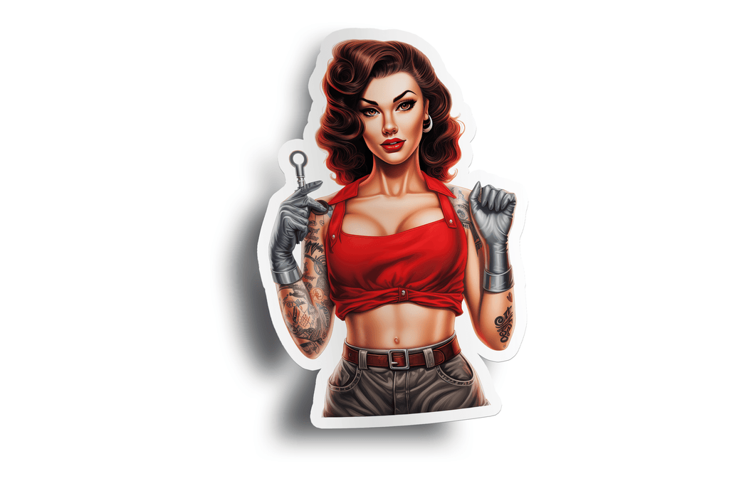 Mechanic Pin-Up Girl Sticker