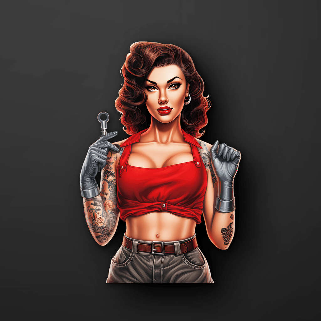 Mechanic Pin-Up Girl Sticker