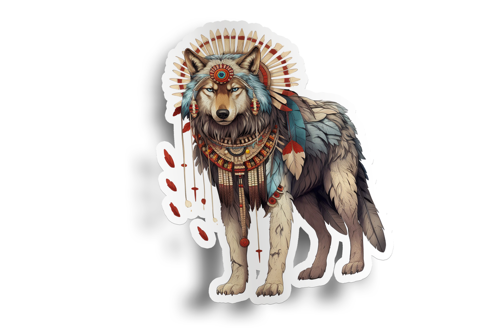 Native Indian Wolf Sticker