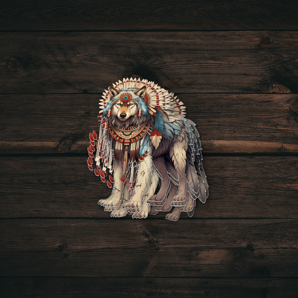 Native Indian Wolf Sticker