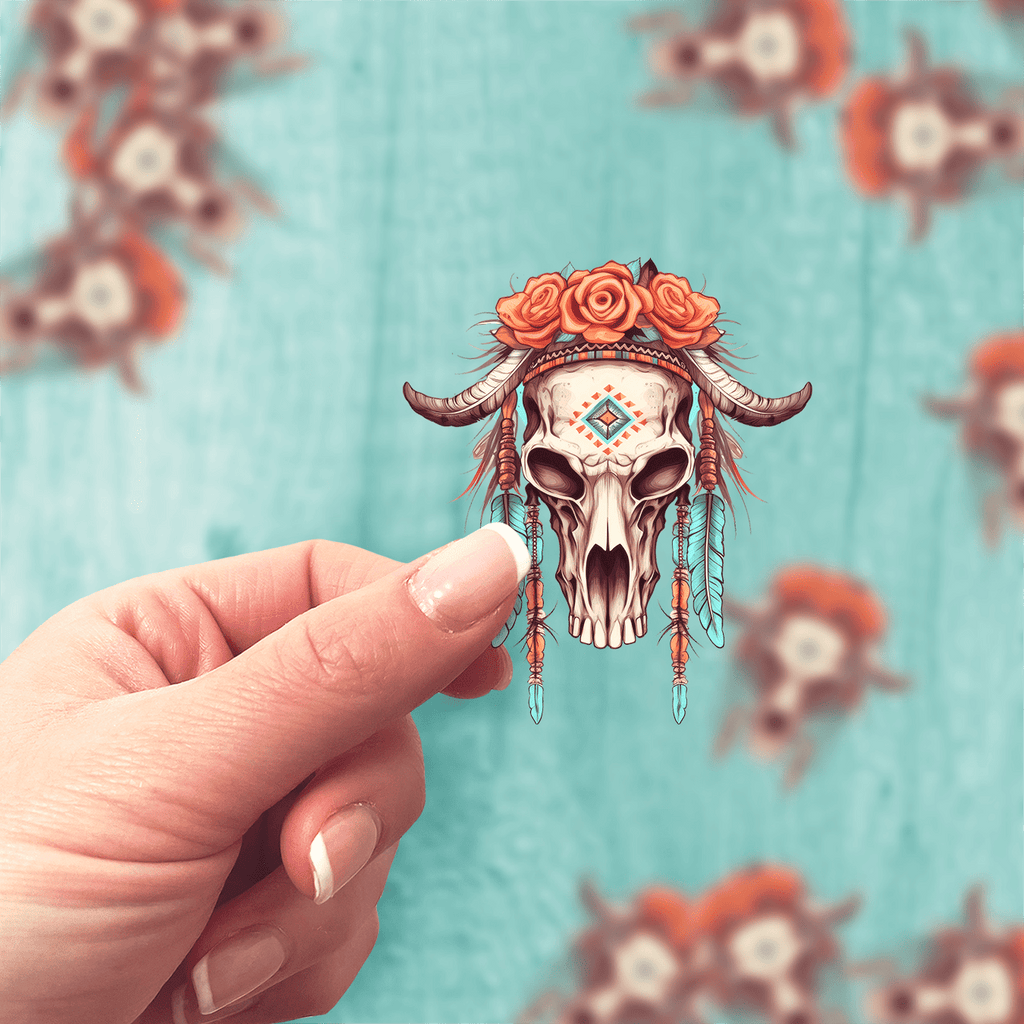  Native Cow Skull Sticker