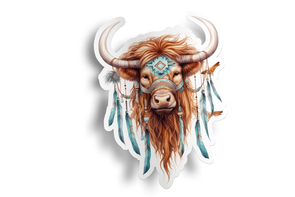 Native Highland Cow Sticker