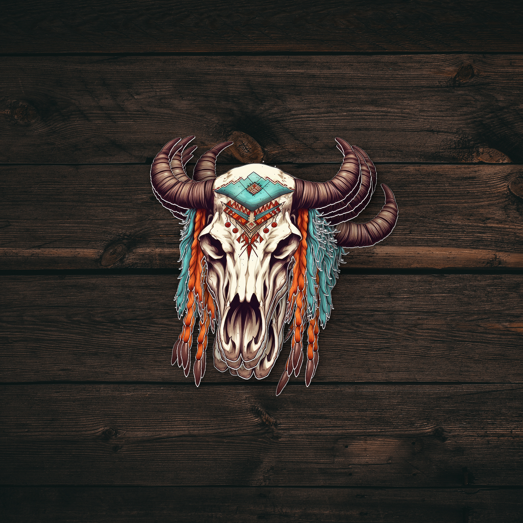 Cow Skull Native Sticker