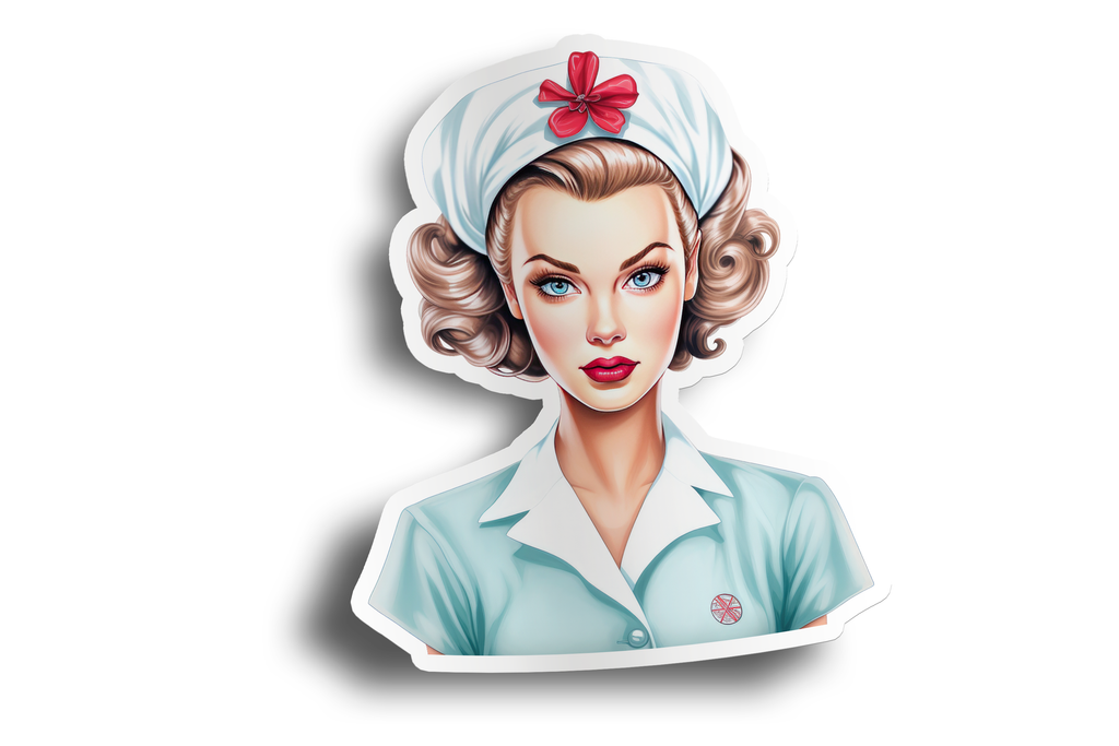 50s Nurse Pin-Up Girl Sticker