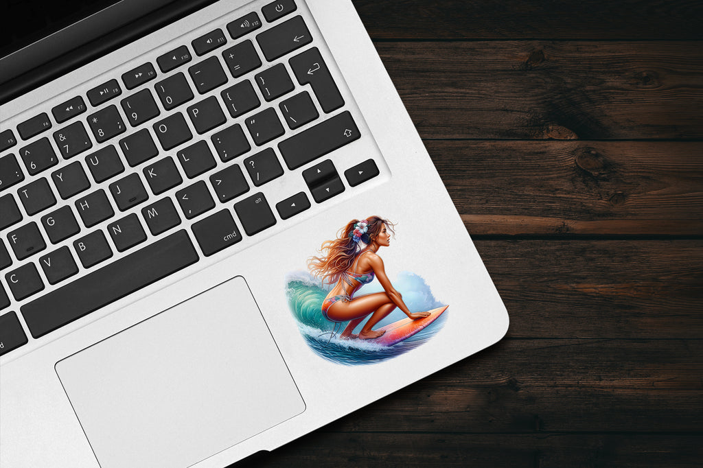 Ocean Wave Surfer Girl Sticker