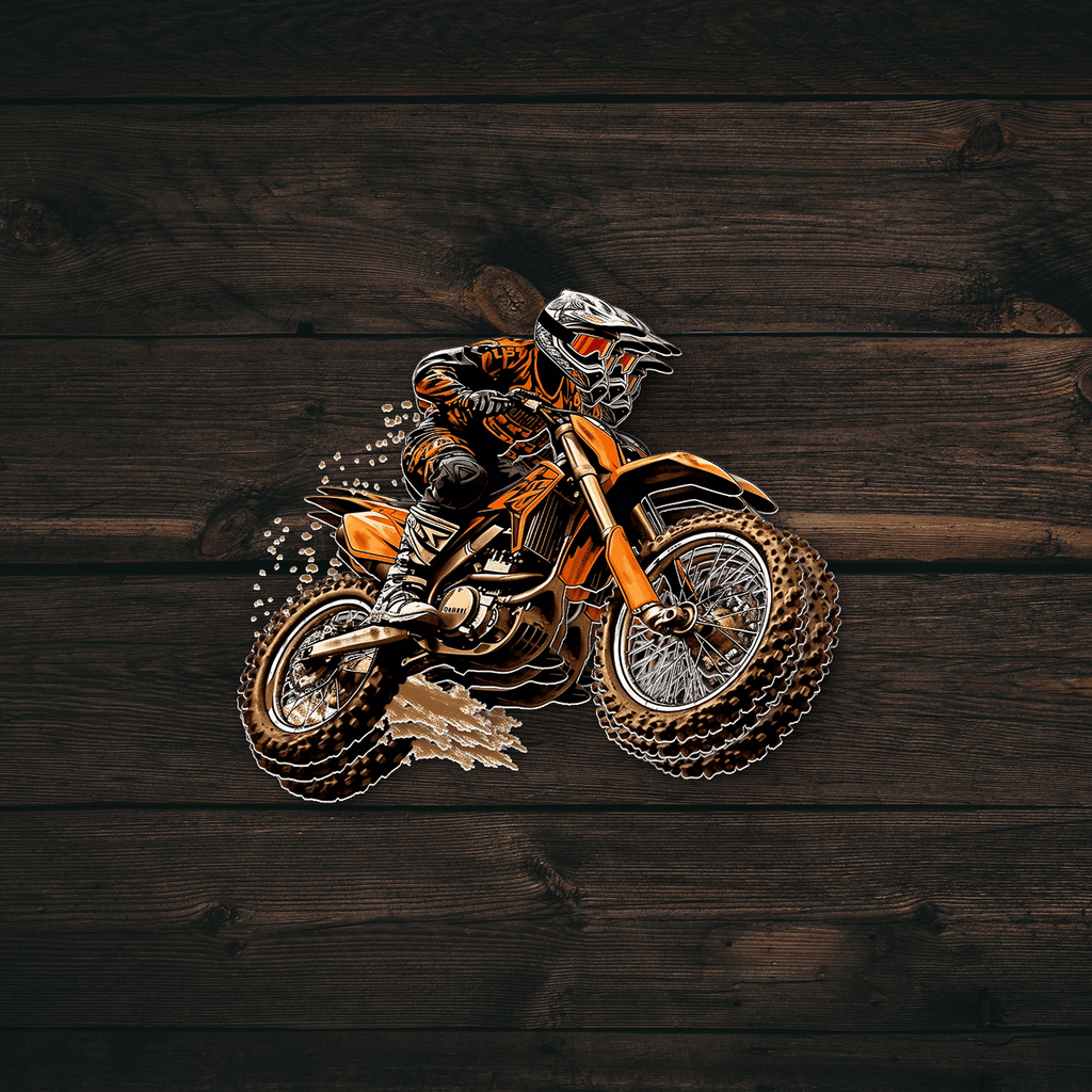 Orange Motocross Dirt Bike Sticker