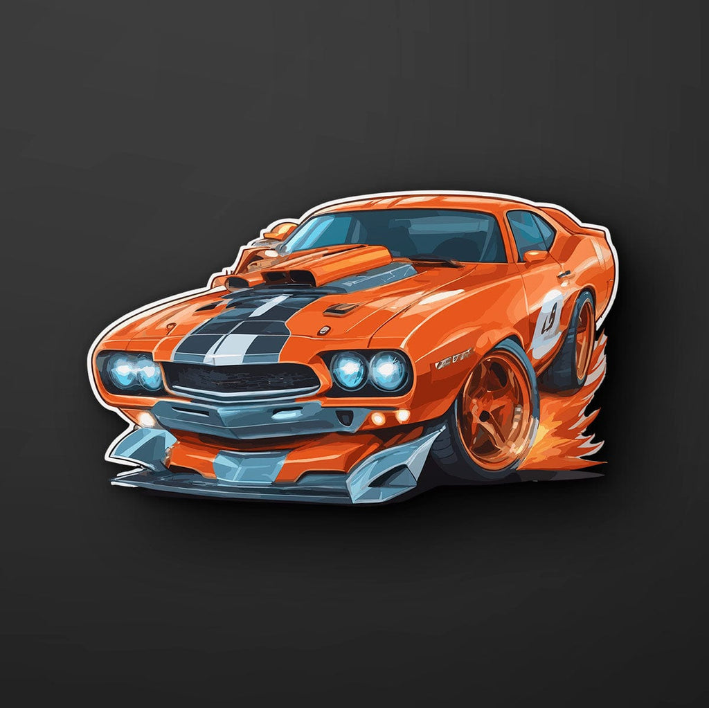 Orange Muscle Car Sticker