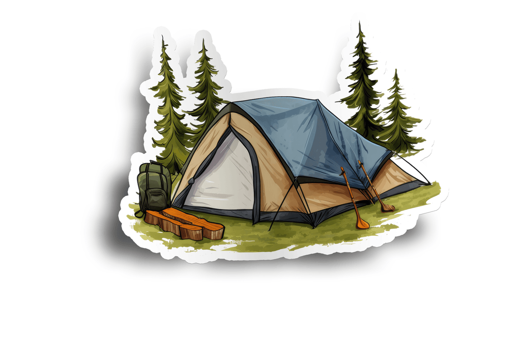 Blue Camping Tent Sticker