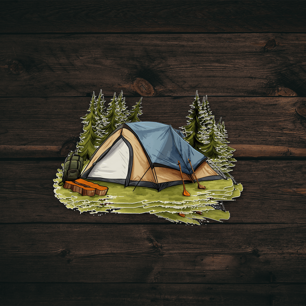 Blue Camping Tent Sticker