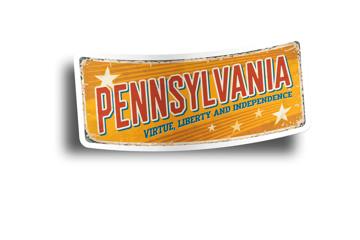 Pennsylvania State Vintage Sticker – Piggy Print Stickers