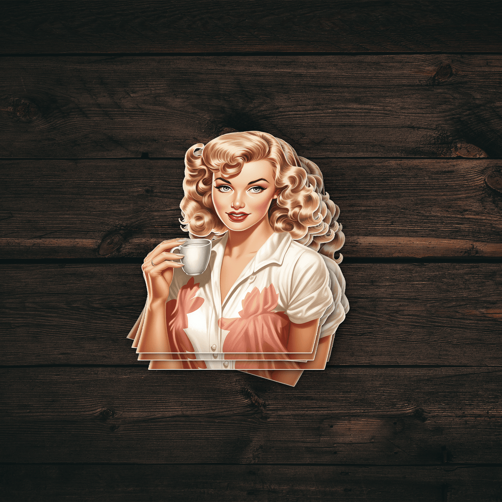 Pin-Up Coffee Girl Sticker