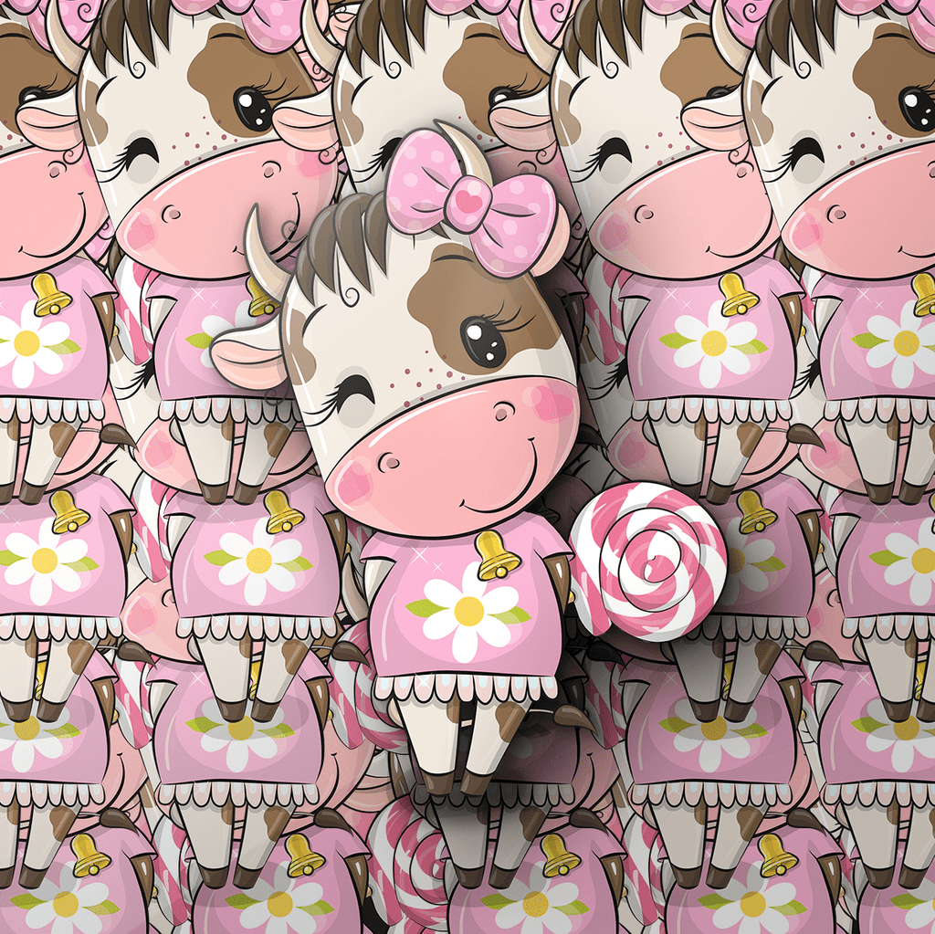 Pink Cow Lollipop Sticker