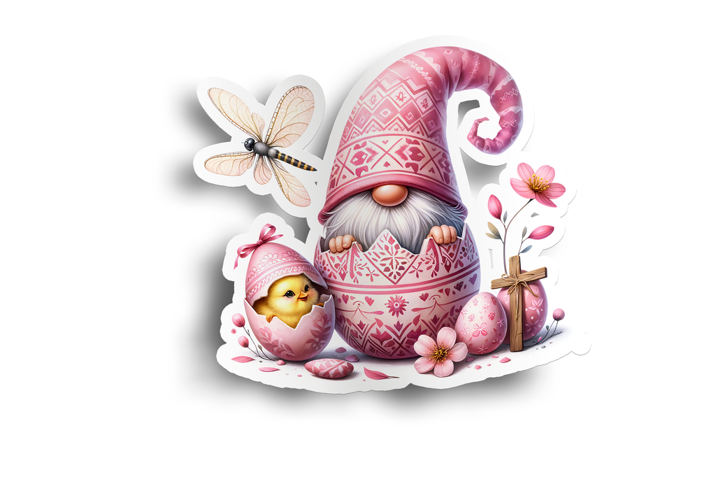 Pink Gnome Easter Sticker