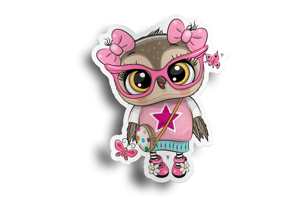 Pink Owl Girl Sticker