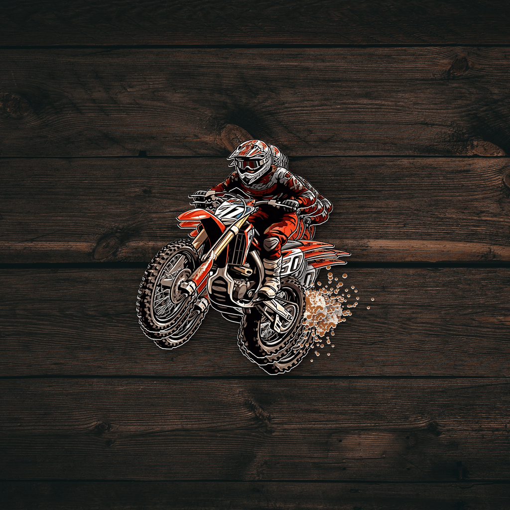 Red Motocross Dirt Bike Sticker