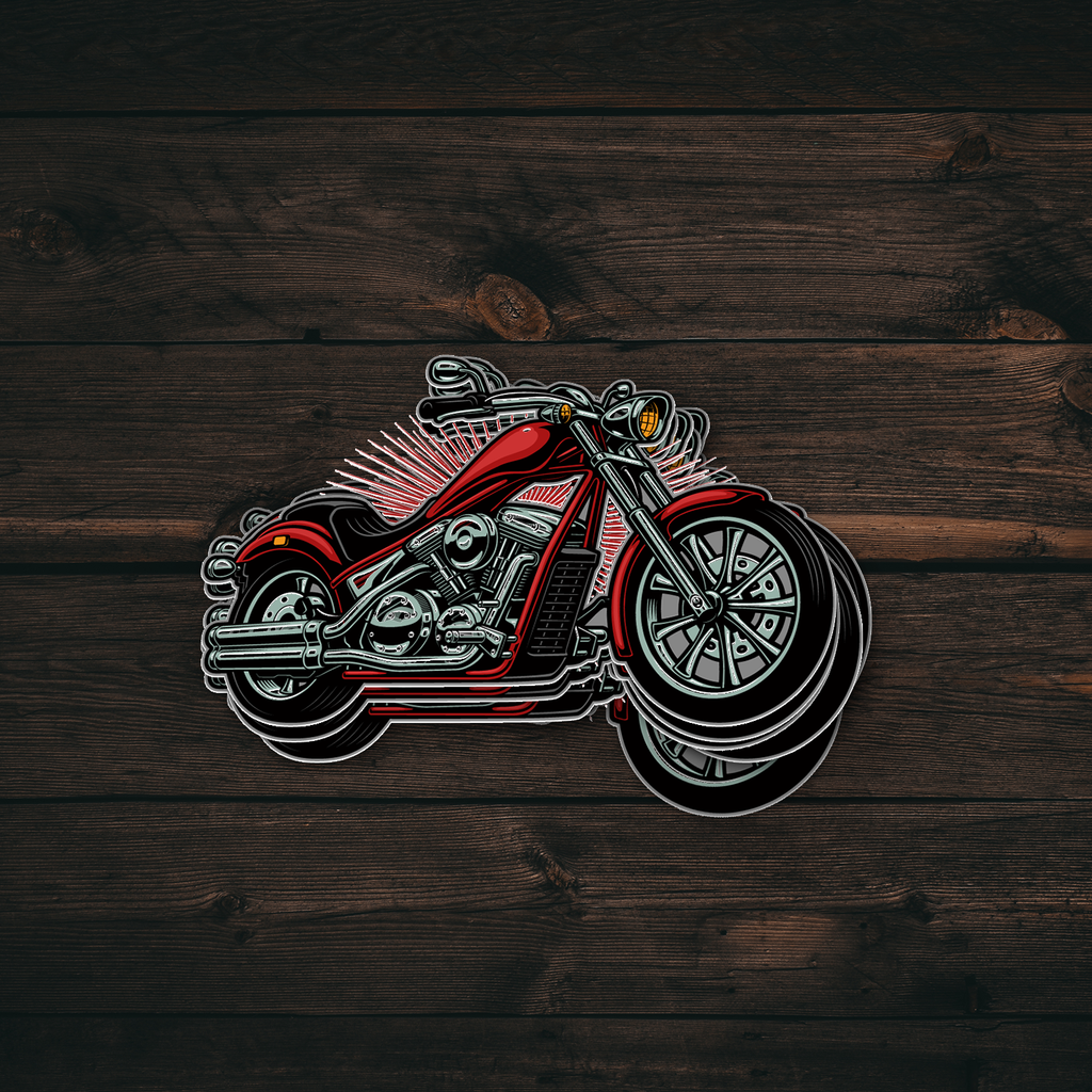 Red Motorcycle Vinyl Sticker