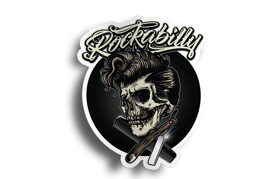 Rockabilly Skull Sticker