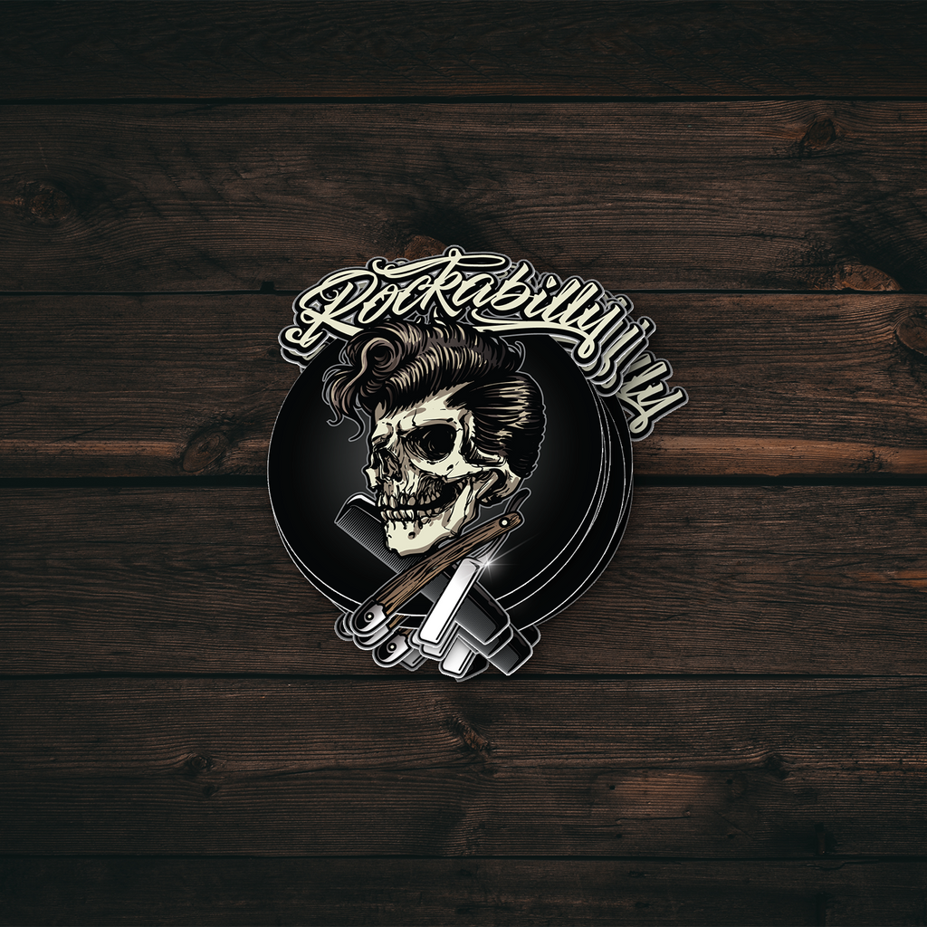 Rockabilly Skull Sticker