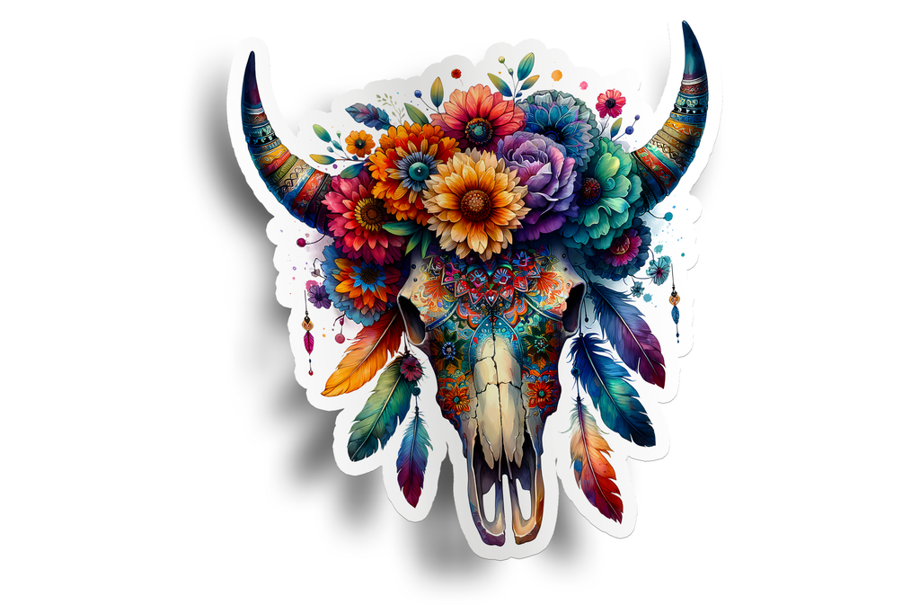 Boho Rainbow Bull Sticker