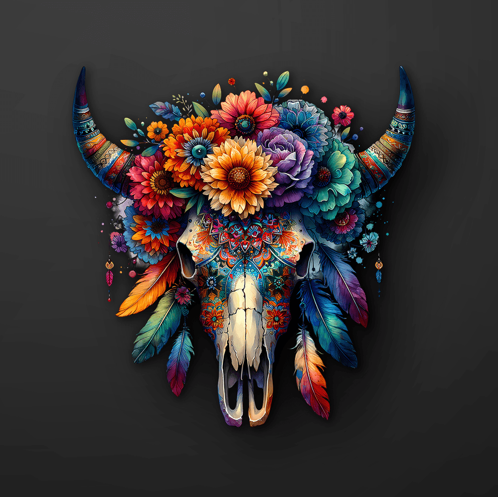 Boho Rainbow Bull Sticker