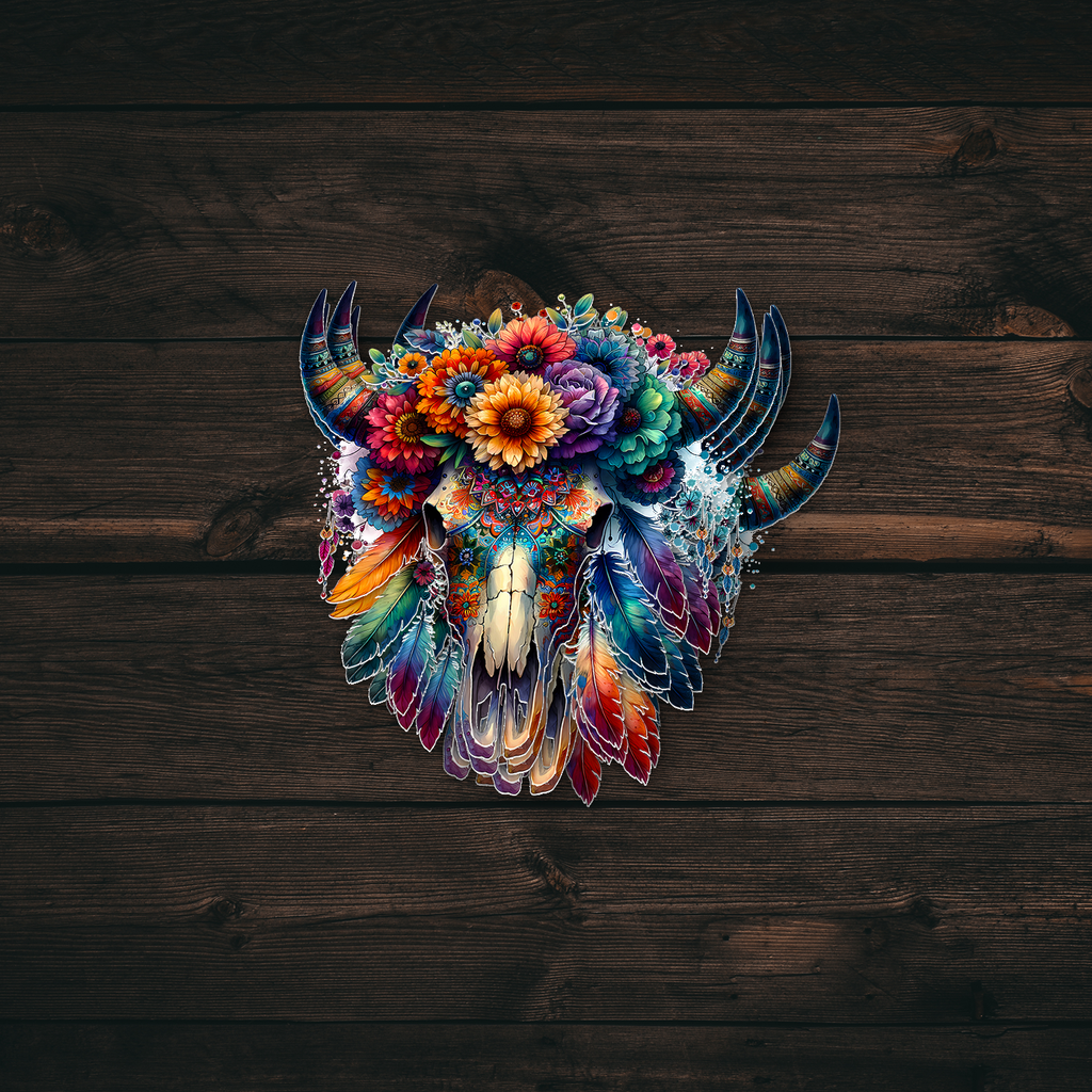 Boho Rainbow Bull Sticker