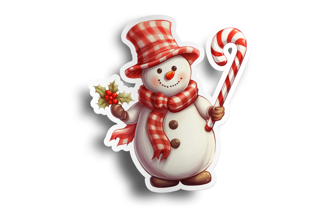 Candy Cane Snowman Sticker